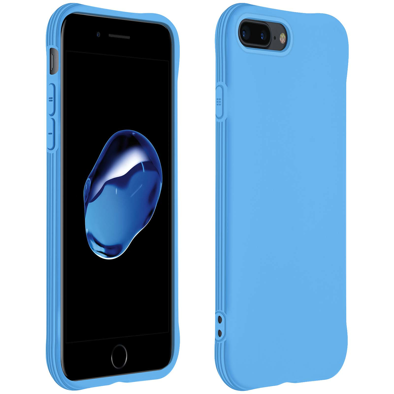 Avizar Coque pour iPhone 7 Plus / 8 Plus Silicone Flexible Bumper Resistant Fine Bleu - Coque telephone Avizar