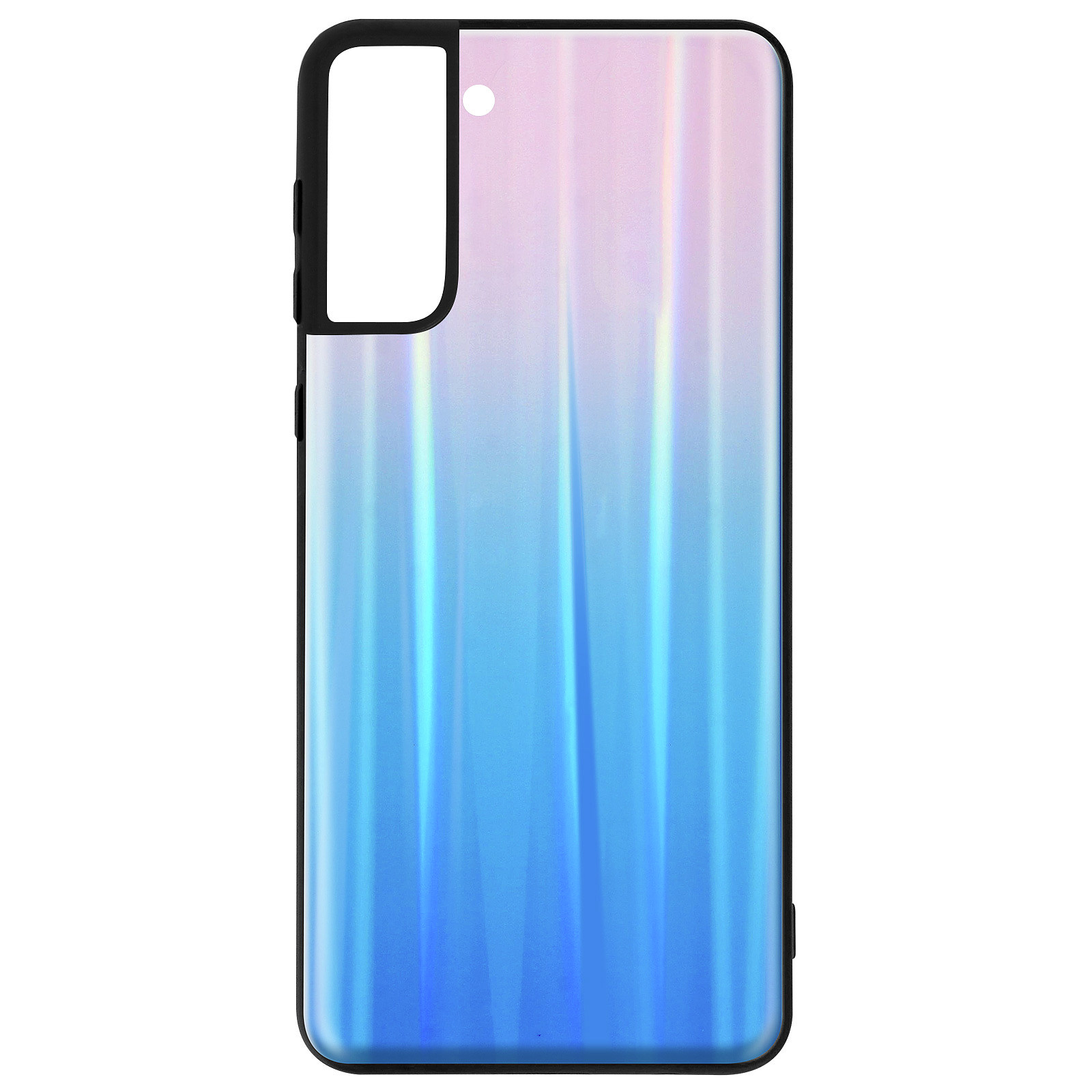 Avizar Coque pour Samsung Galaxy S21 Plus Bi-matière Holographique Brillant Fine Legère Bleu Nuit - Coque telephone Avizar