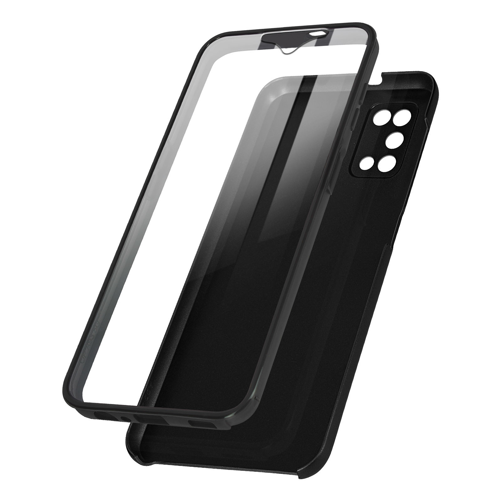 Avizar Coque pour Samsung Galaxy A03s Intègrale Arrière Rigide Noir et Avant Souple Transparent - Coque telephone Avizar