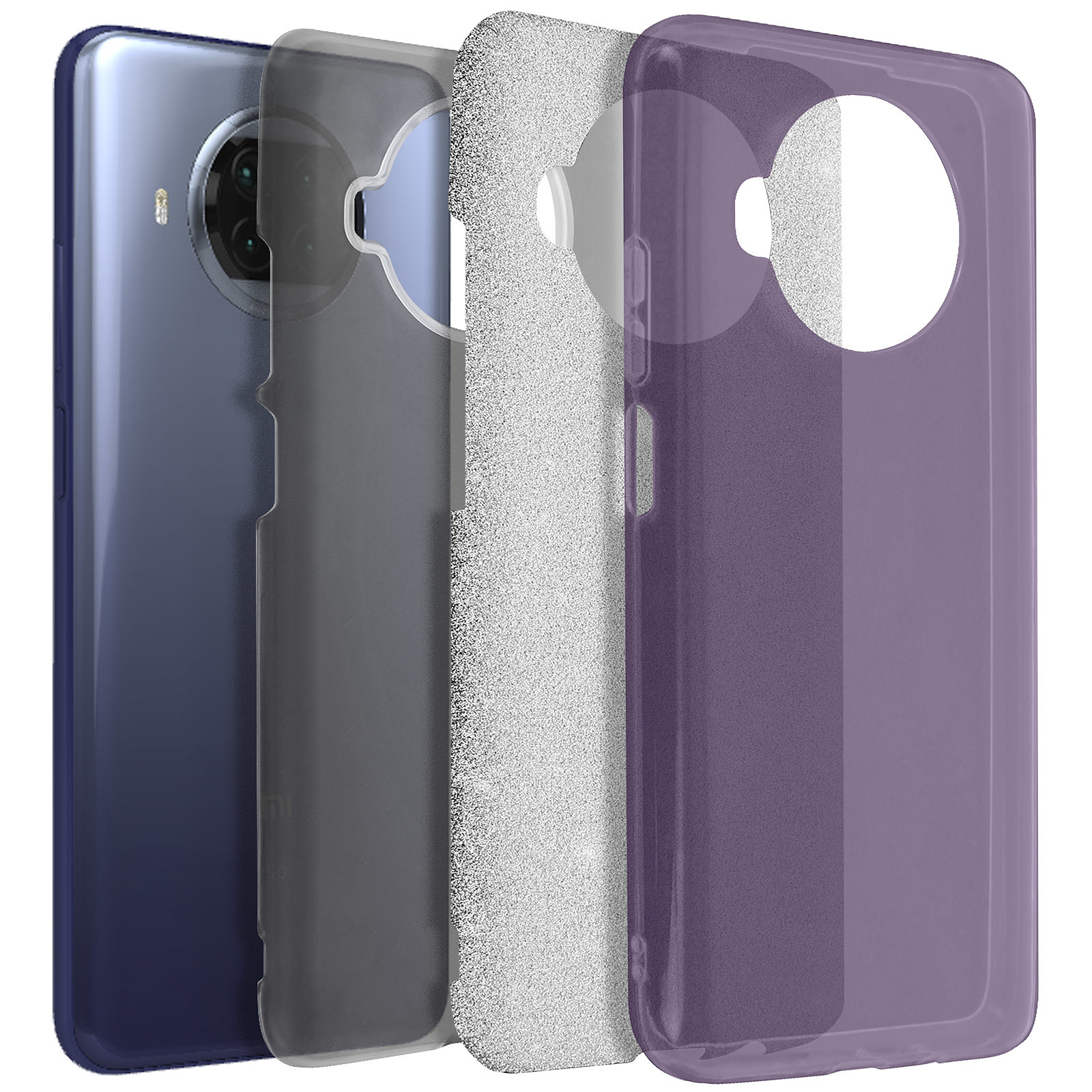 Avizar Coque pour Xiaomi Mi 10T Lite Design Paillette Amovible Silicone violet - Coque telephone Avizar