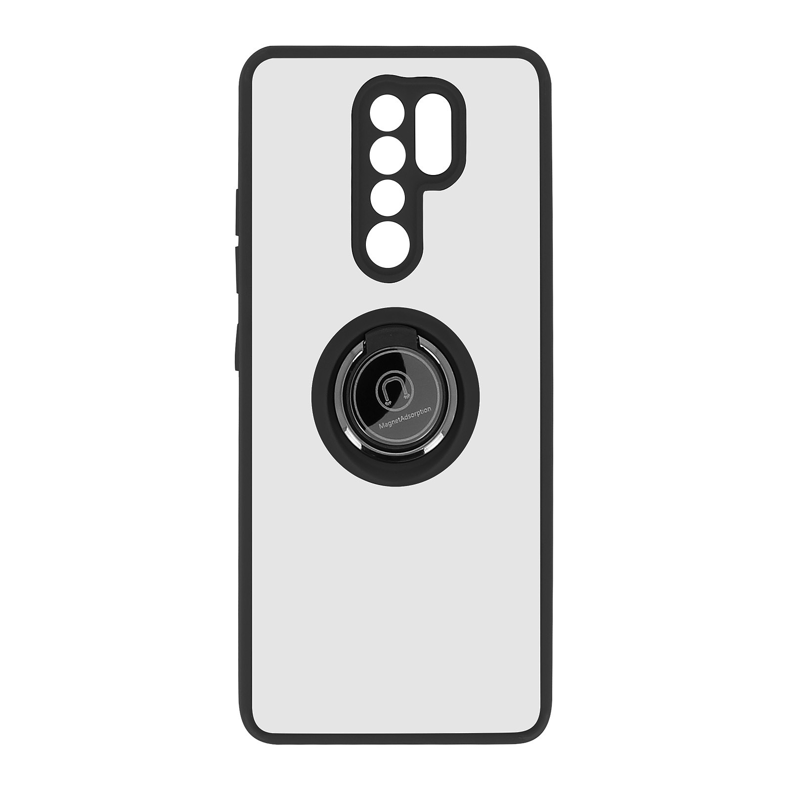 Avizar Coque pour Xiaomi Redmi 9 Bi-matière Bague Metallique Fonction Support Noir - Coque telephone Avizar