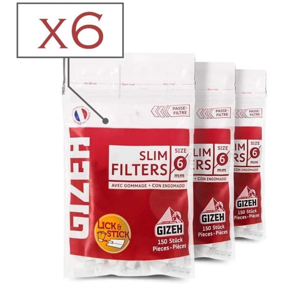 Gizeh Tubes Et Filtres - Lot de 6 sachets de filtres à cigarette Gizeh Slim - Cendriers