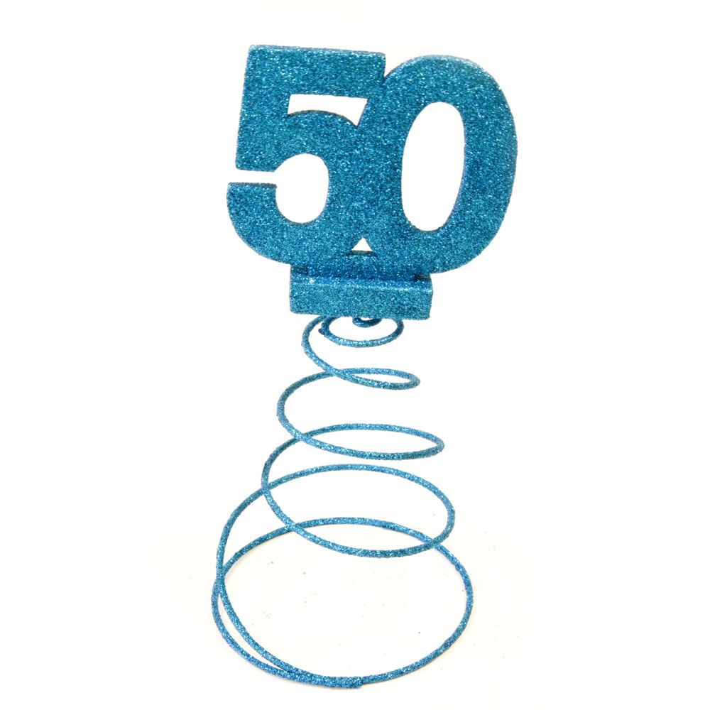 Visiodirect - Lot de 10 Centres de table pour anniversaire 50 ans - turquoise pailletée - Objets déco