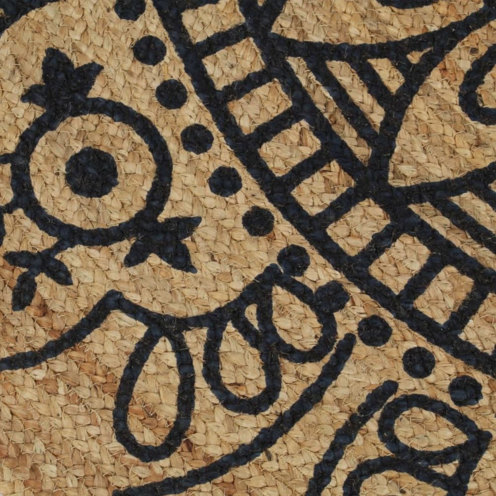 marque generique - Icaverne - Petits tapis ensemble Tapis fait à la main Jute avec imprimé bleu foncé 150 cm - Tapis