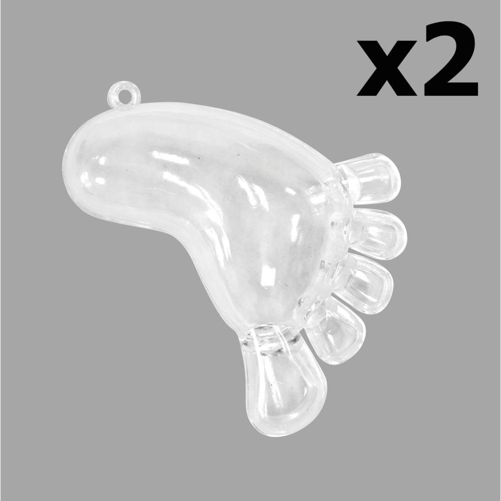 Visiodirect - Lot 2 contenants forme de pieds de bébé transparents - Diam 5,5 x H 7 cm - Objets déco