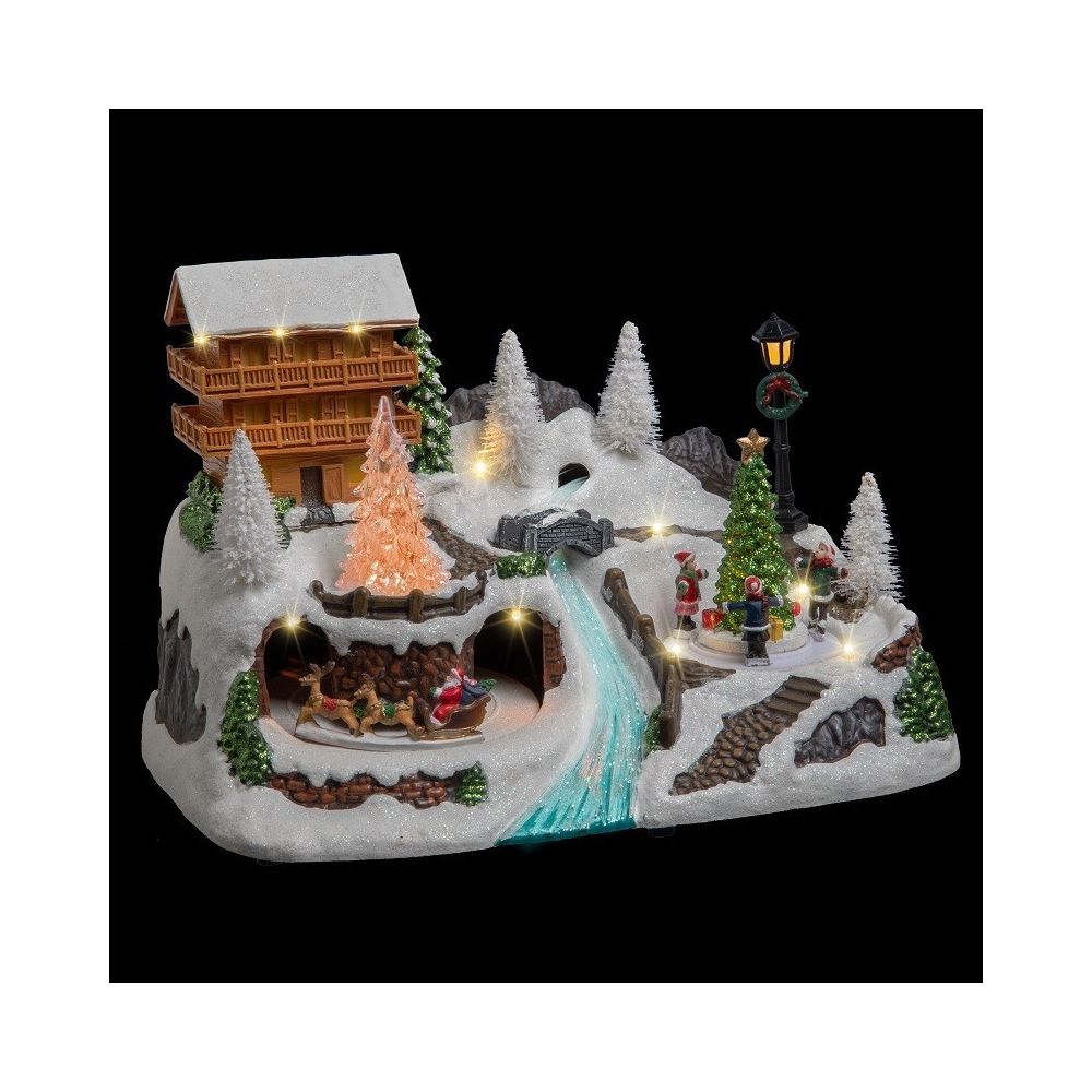 JJA - Déco Noël chalet à la montagne piles lumineux animé - Décorations de Noël