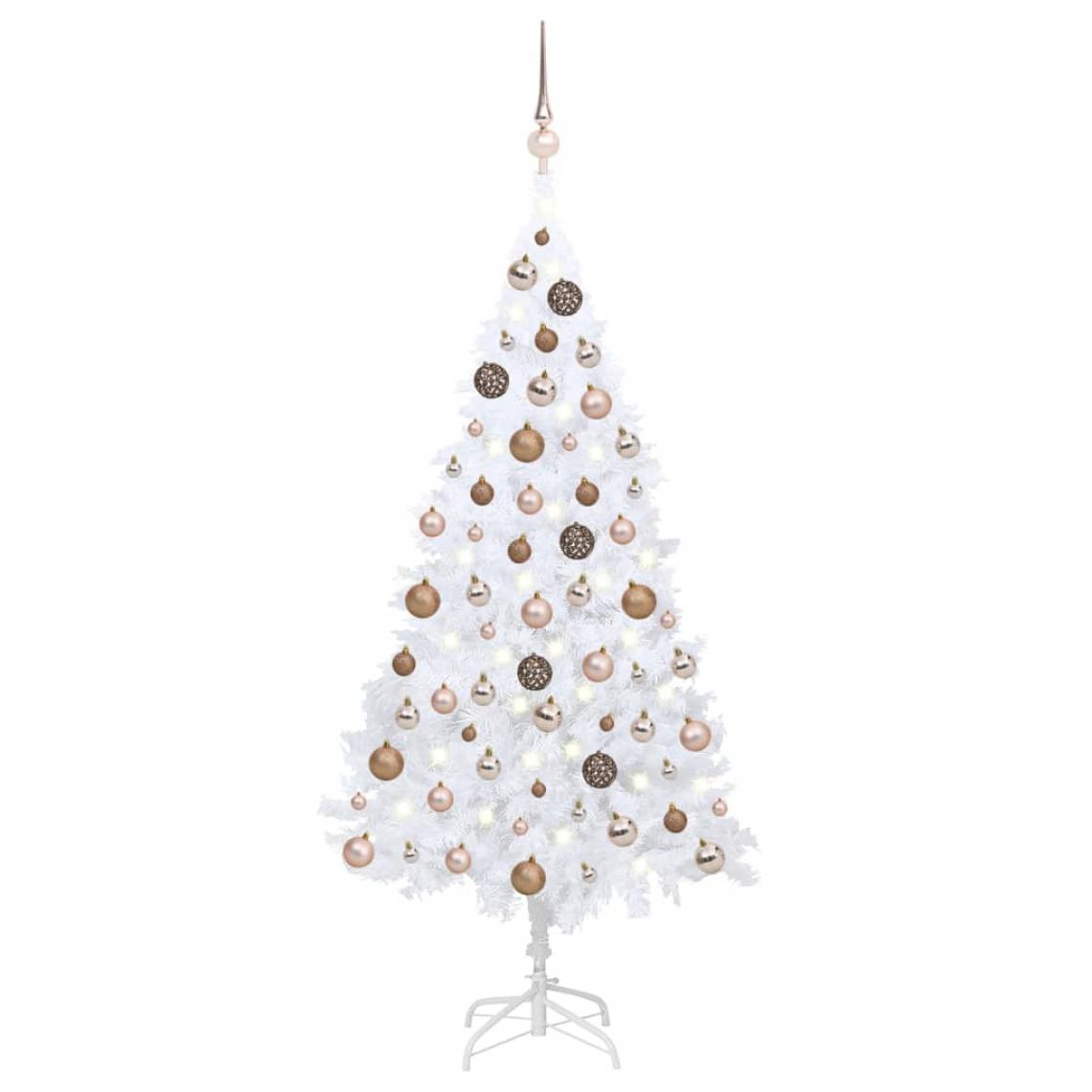 Vidaxl - vidaXL Arbre de Noël artificiel avec LED et boules Blanc 180 cm PVC - Sapin de Noël