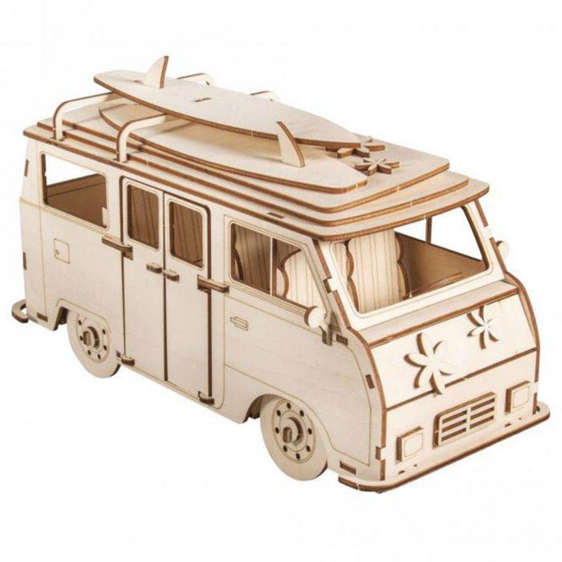 Rayher - Maquette en bois 3D à customiser 30 x 13 x 17 cm - Camping car - Objets déco
