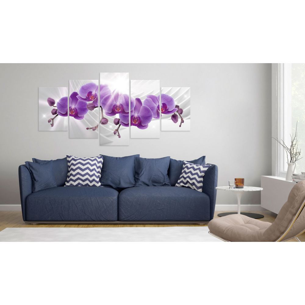 marque generique - 100x50 Tableau Orchidées Fleurs Contemporain Abstract Garden: Purple Orchis - Tableaux, peintures