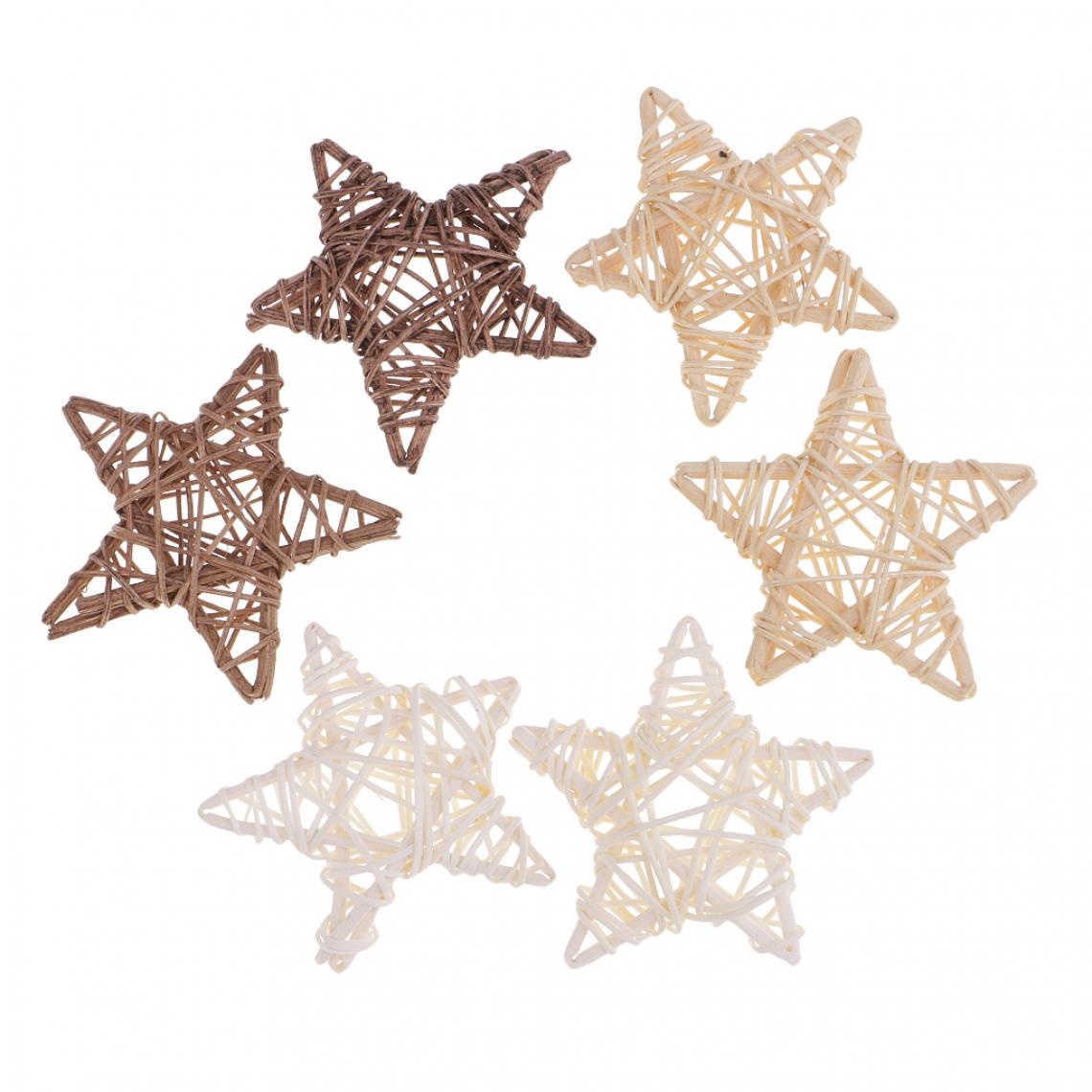 marque generique - rotin naturel rotin étoile boule ornements de noël 7cm blanc 5 pièces - Objets déco