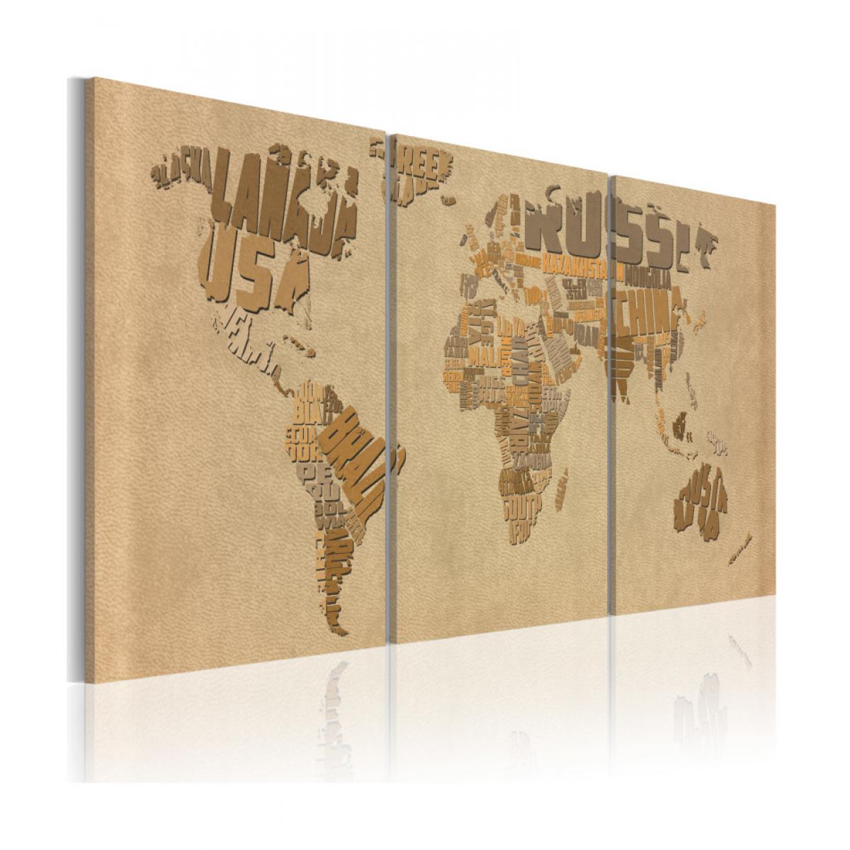 Artgeist - Tableau - Carte du monde en beige et brun 60x30 - Tableaux, peintures