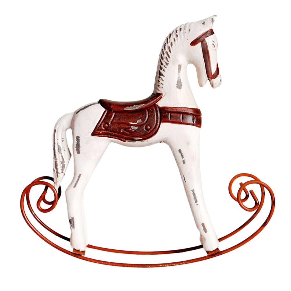 marque generique - mini cheval à bascule en bois enfants jouets bureau ornement blanc chaud - Objets déco