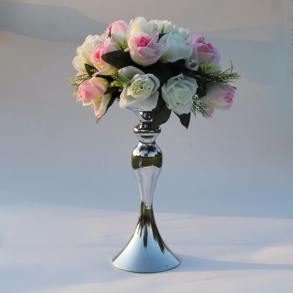 marque generique - Bougeoir en métal argenté Centrale de mariage Événement Road Flower Flower Vase 315mm - Bougeoirs, chandeliers