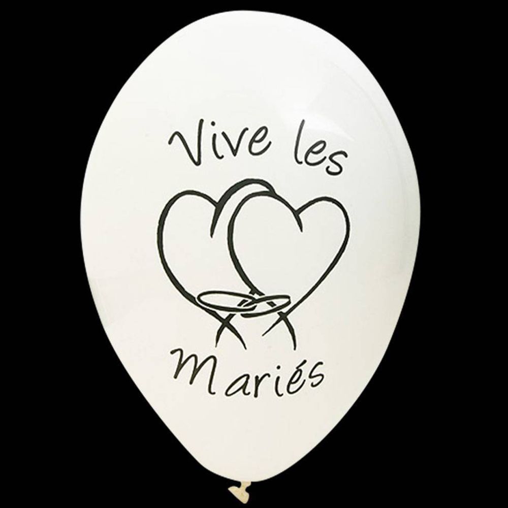 Visiodirect - Sachet de 8 Ballons Imprimé ""Vive les mariés"" coloris blanc - 28cm - Objets déco