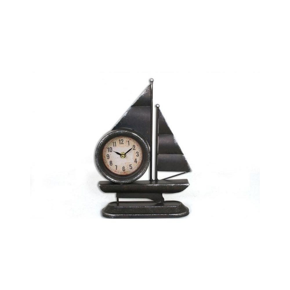 marque generique - Pendule Bateau - 21,5 x 7 x 29,5 cm - Métal - Marron - Horloges, pendules