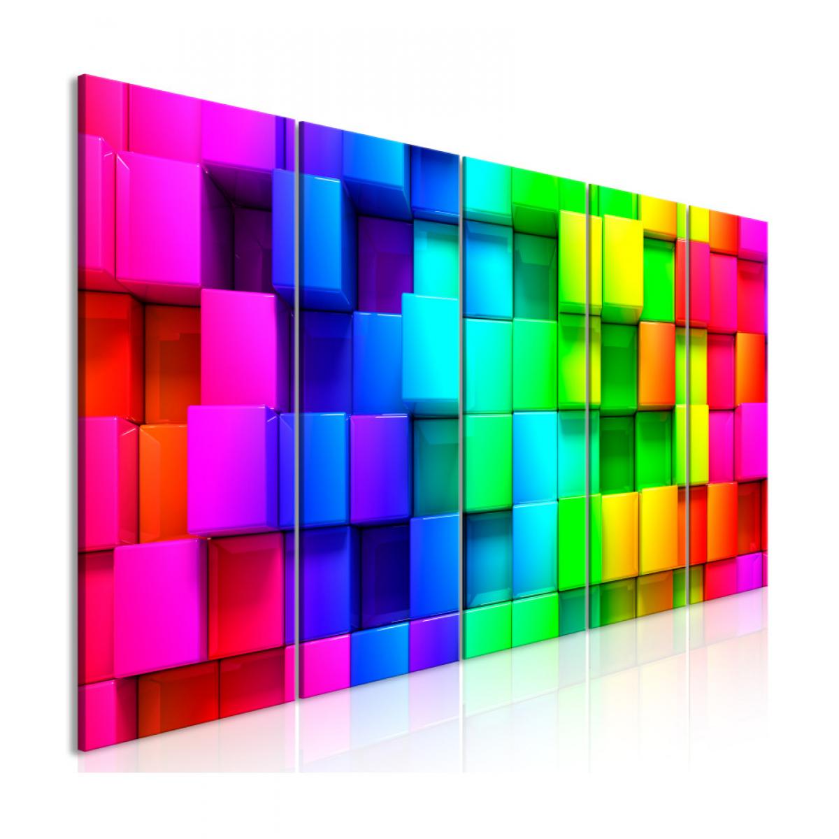 Artgeist - Tableau - Colourful Cubes (5 Parts) Narrow 200x80 - Tableaux, peintures