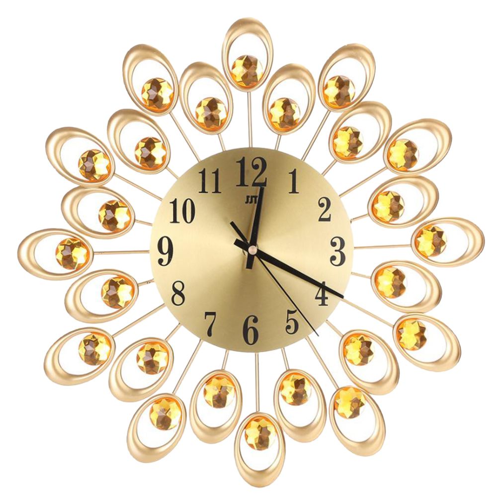 marque generique - muet silencieux sunburst décoratif rond métal cadran horloge murale décor à la maison or - Horloges, pendules