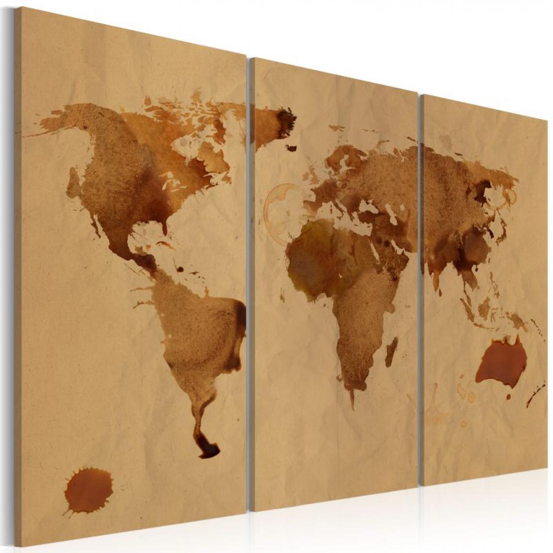 Artgeist - Tableau - Le monde peint avec du café - triptyque .Taille : 120x80 - Tableaux, peintures