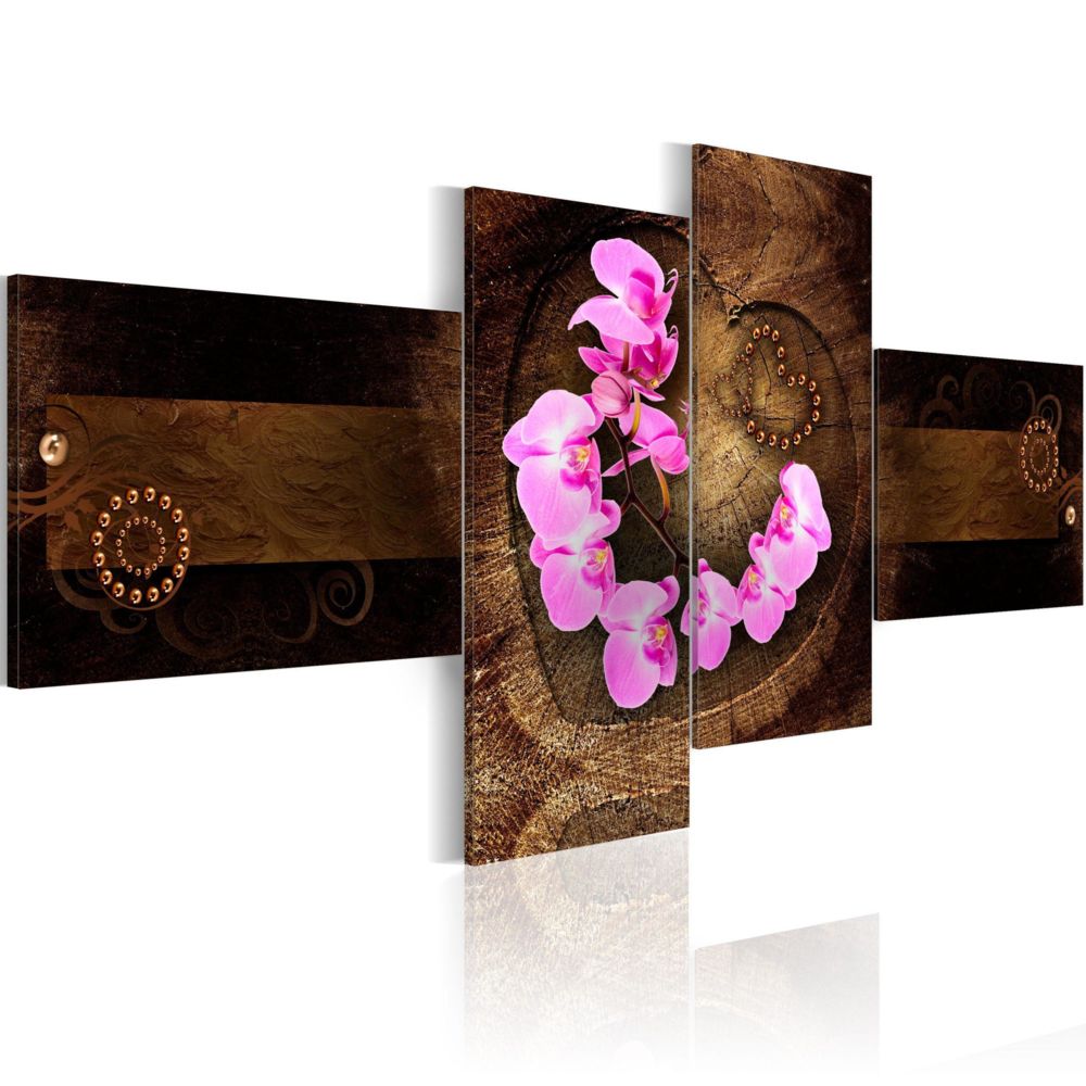 Artgeist - Tableau - Orchidée et bois 100x45 - Tableaux, peintures