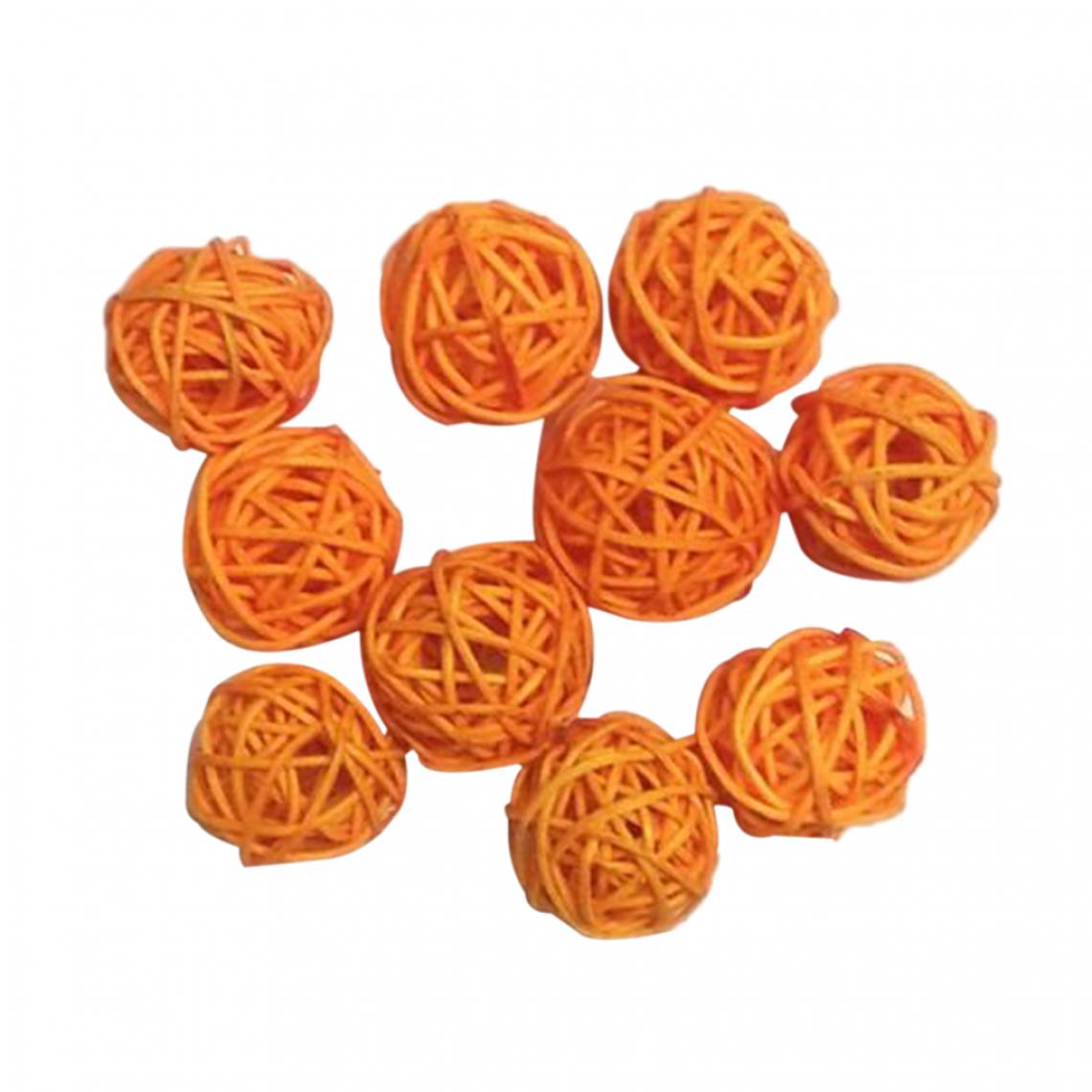 marque generique - 10pcs 3cm boules en rotin en osier noël fête décorative artisanat orange - Objets déco