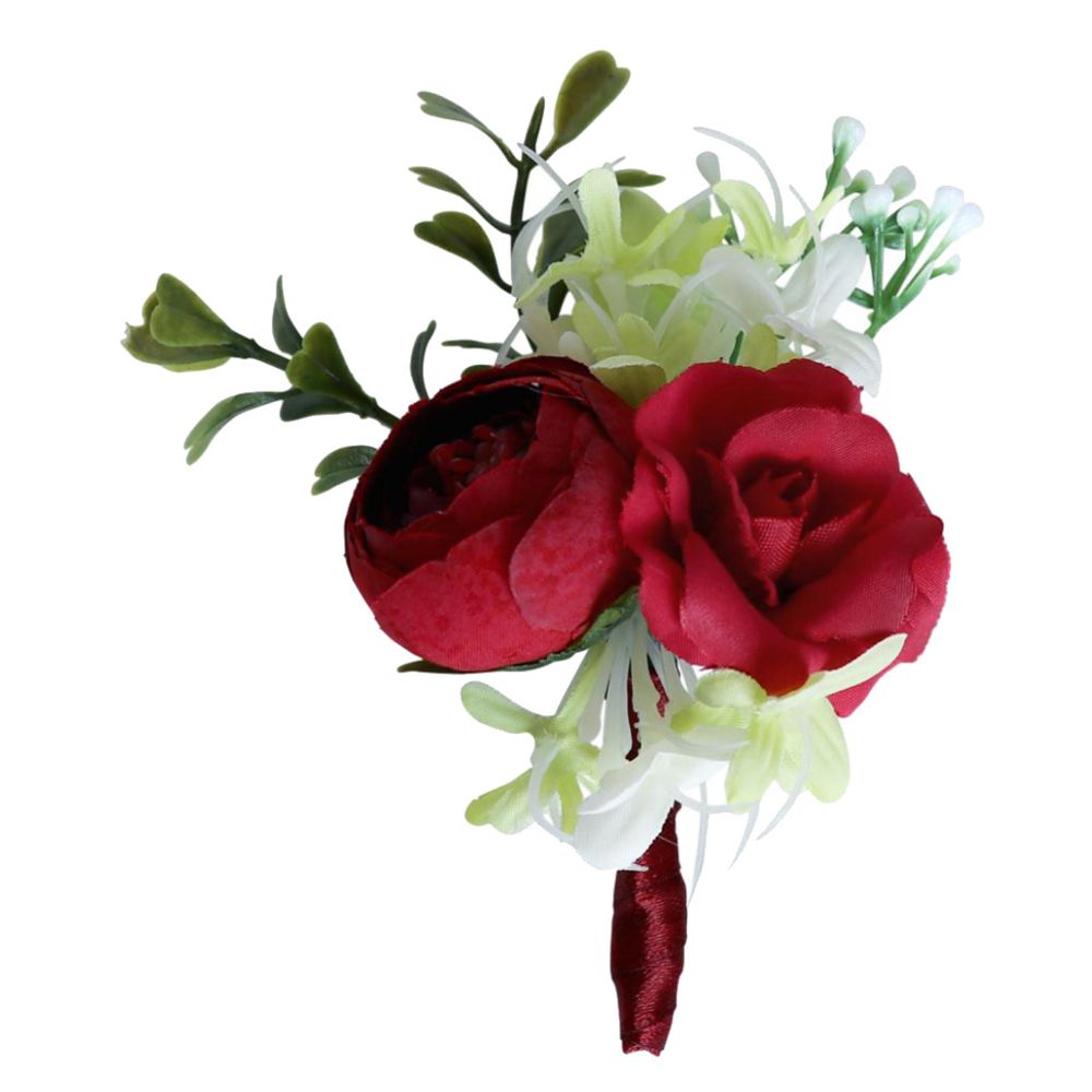 marque generique - Corset Mariage Poignet Fleur Fournitures de mariage Accessoires Photo Corsage rouge - Plantes et fleurs artificielles