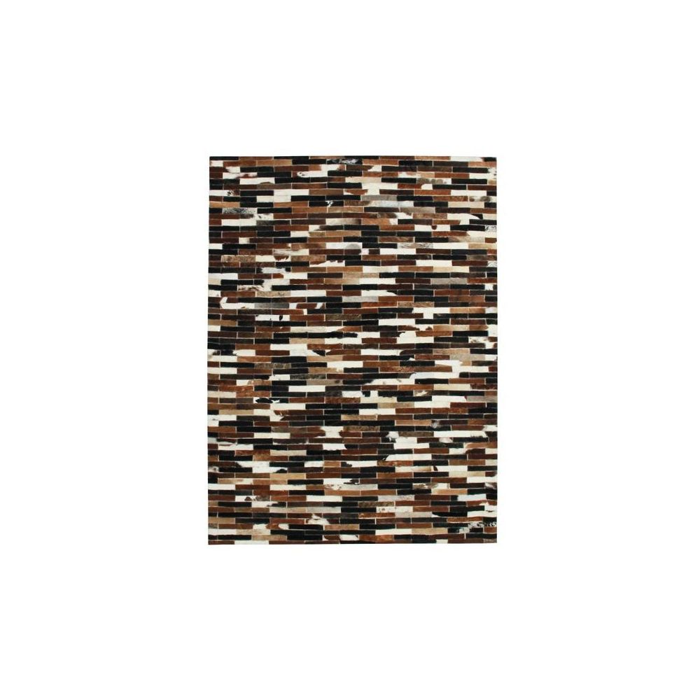 Mon Beau Tapis - CUIR - Tapis en cuir lignes marron multi 160x230 - Tapis