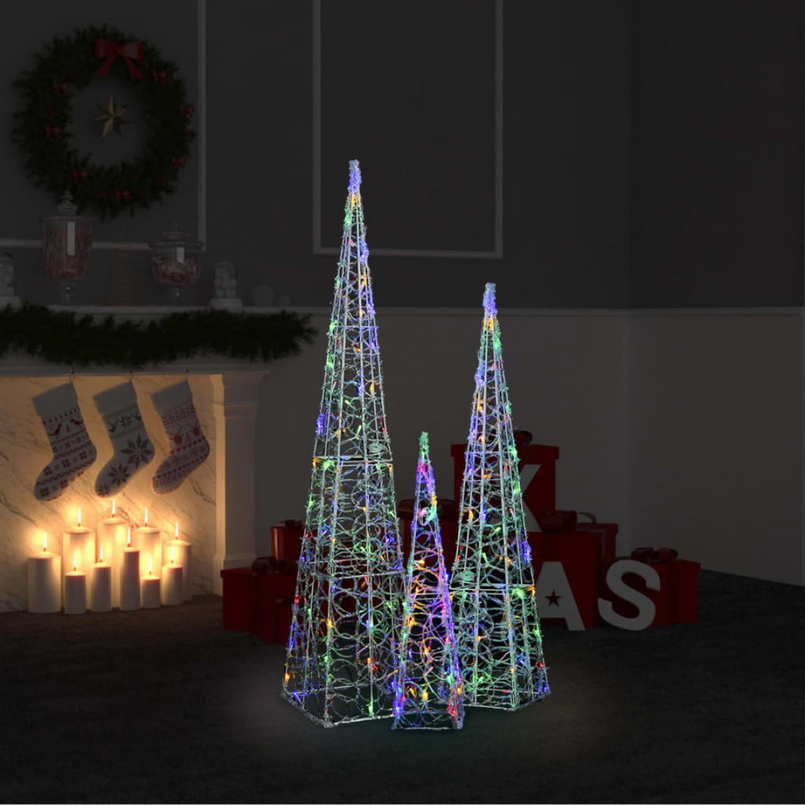 Wottes - Jeu de cônes lumineux à LED Acrylique Multicolore 60/90/120 cm - Décorations de Noël