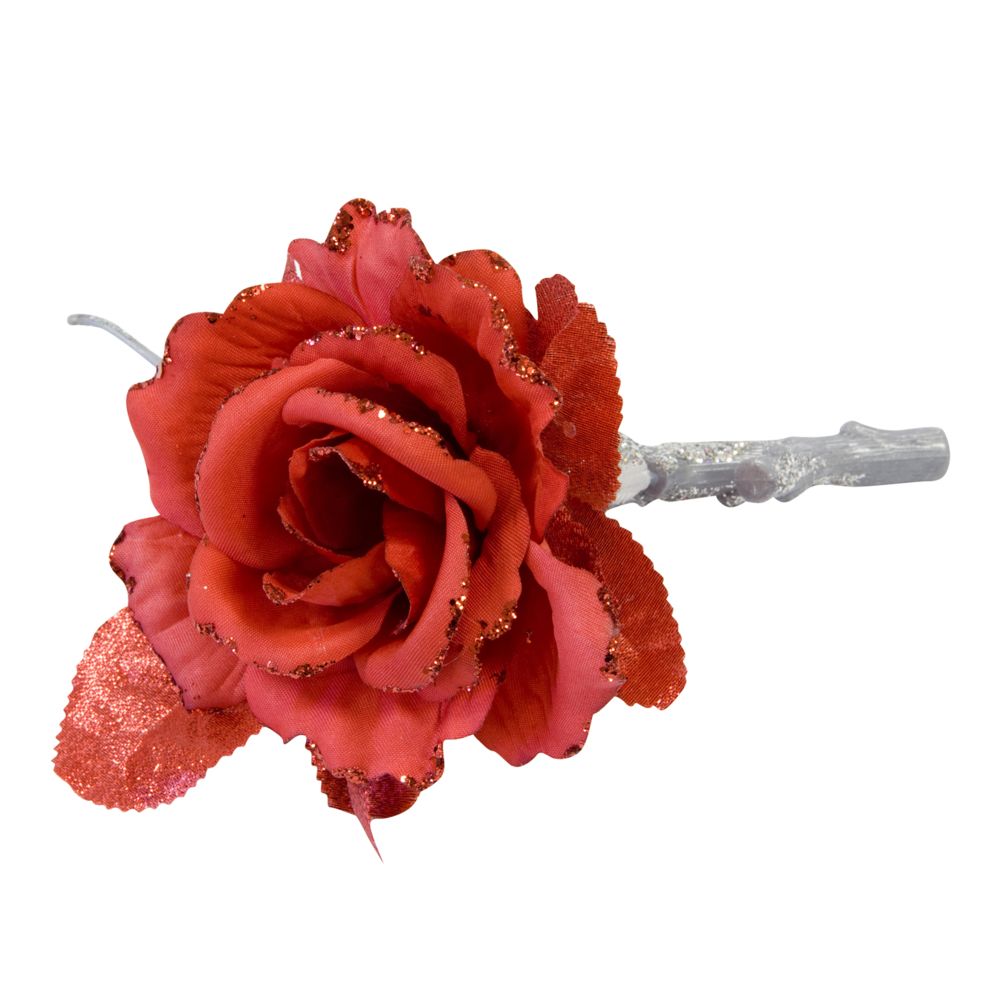 Visiodirect - Lot de 10 Roses artificielles rouge sur branche - 15 cm - Objets déco
