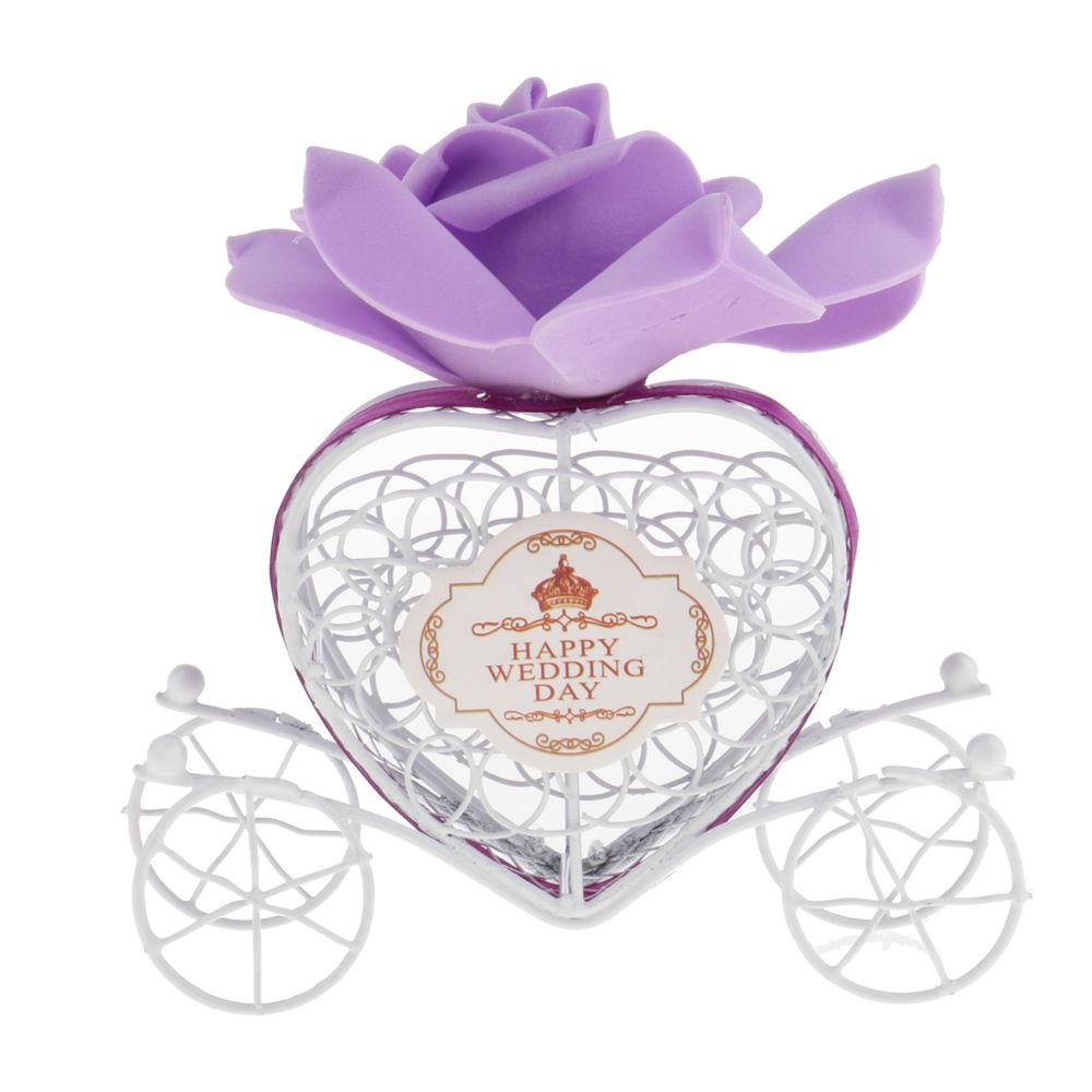 marque generique - joyeux jour de mariage amour coeur chariot bonbons cadeau boîte de mariage décor de fête violet - Objets déco