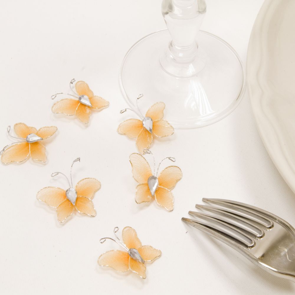 Visiodirect - Lot de 100 papillons déco en strass coloris Orange - 2,5 x 3 cm - Objets déco