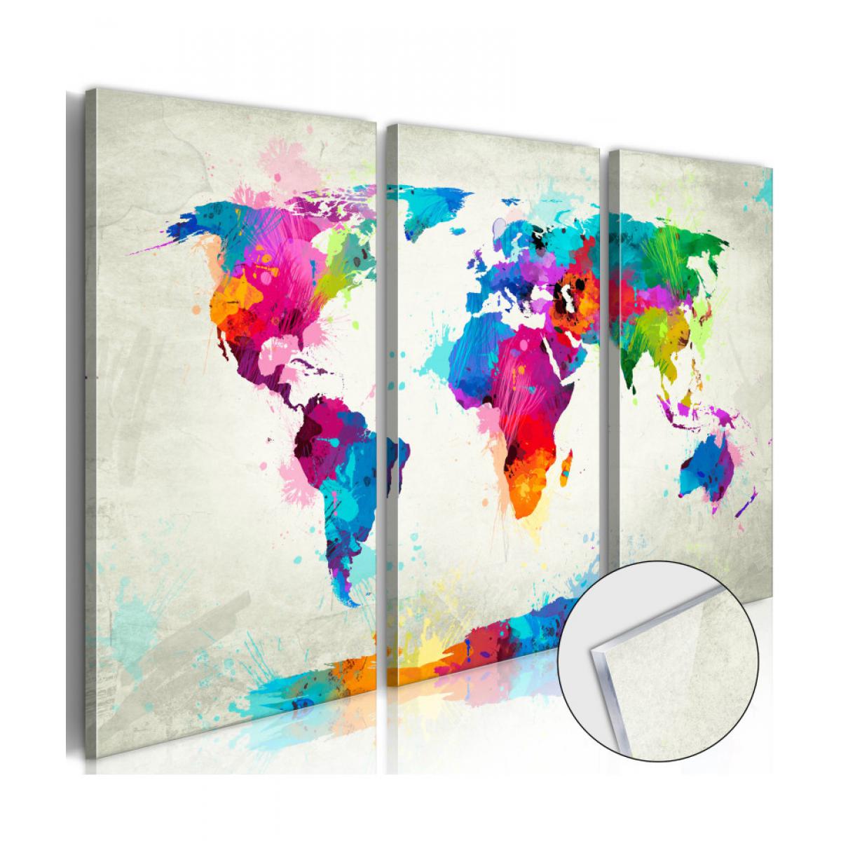 Artgeist - Tableau sur verre acrylique - World Map: An Explosion of Colours [Glass] 90x60 - Tableaux, peintures