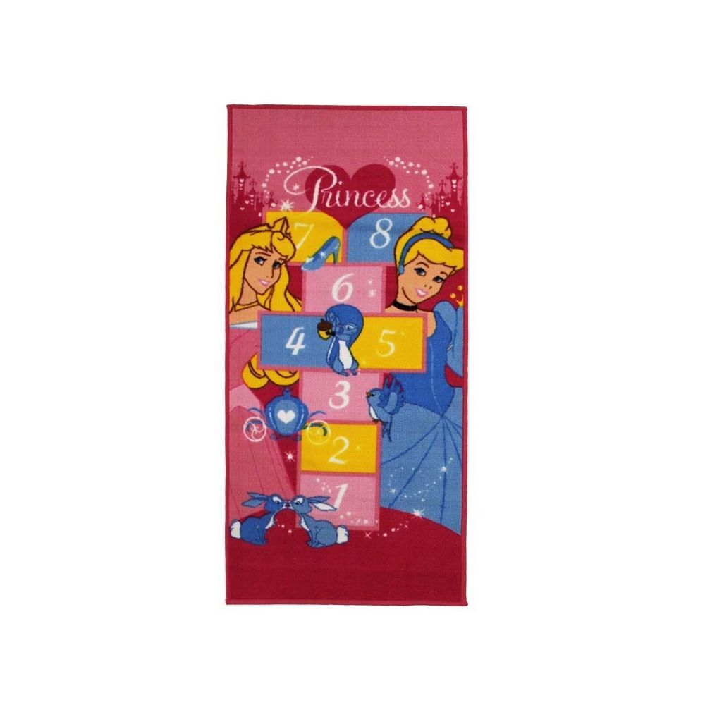 Mon Beau Tapis - MARELLE PRINCESSES - Tapis marelle Princesses Disney rose 67x140 - Tapis