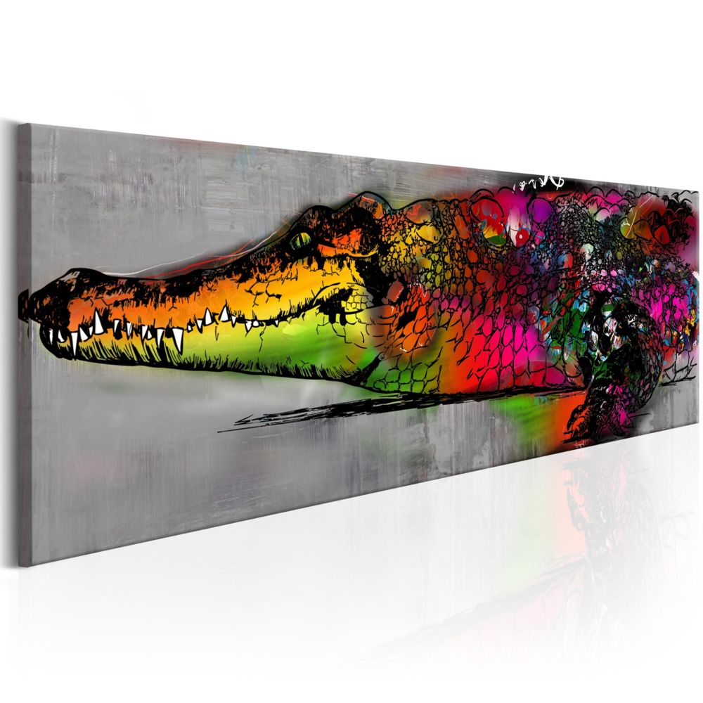Bimago - Tableau - Colourful Alligator - Décoration, image, art | Animaux divers | - Tableaux, peintures
