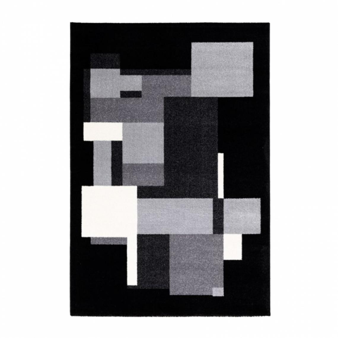 Wmd - Tapis moderne rectangulaire design géométrique gris noir Milano GRI014, Taille: 110 x 170 - Tapis