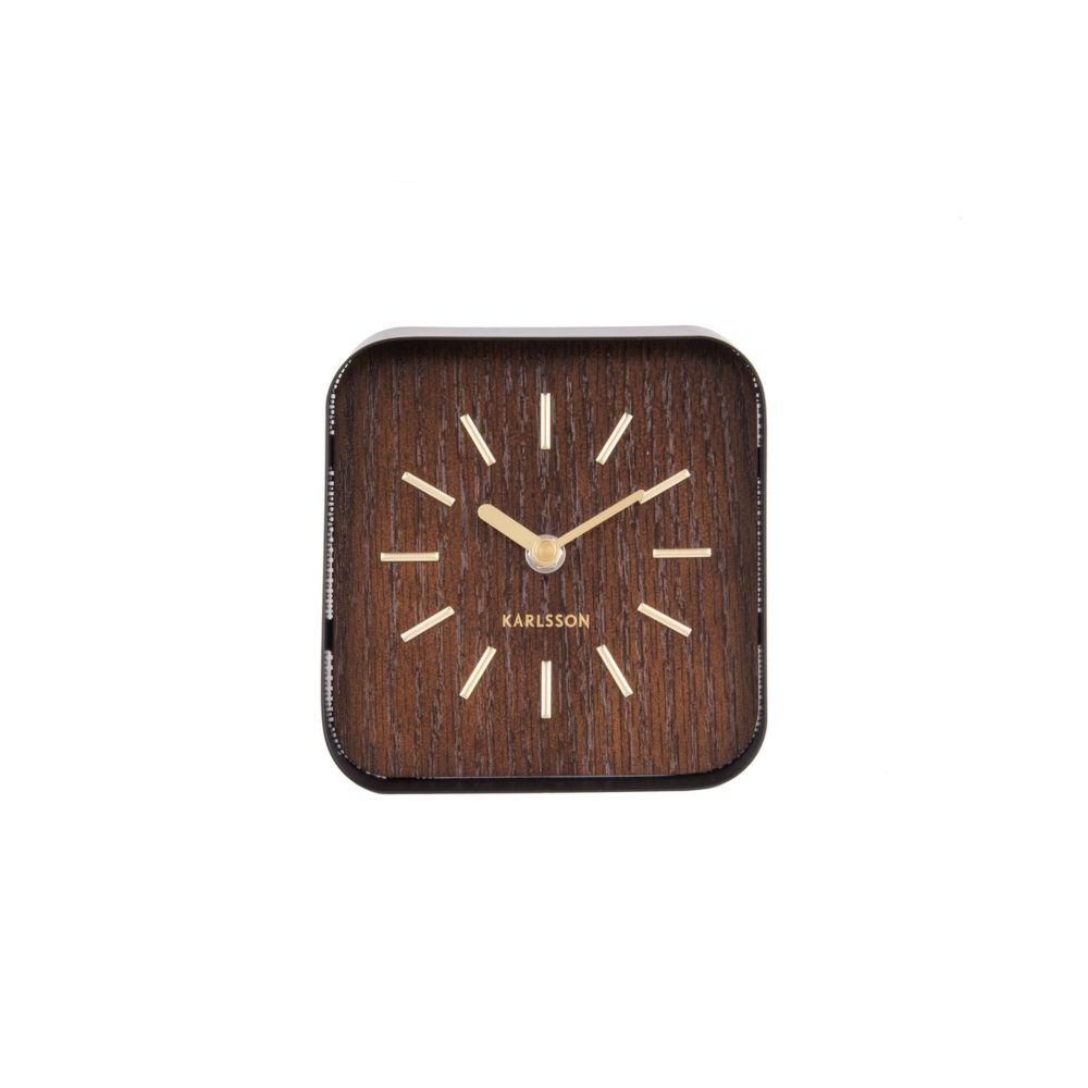 Karlsson - Horloge à poser bois Squared - H. 15 cm - Marron foncé - Objets déco