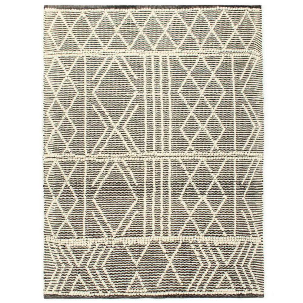 marque generique - Icaverne - Petits tapis famille Tapis en laine tissée à la main 120x170 cm Noir/Blanc - Tapis
