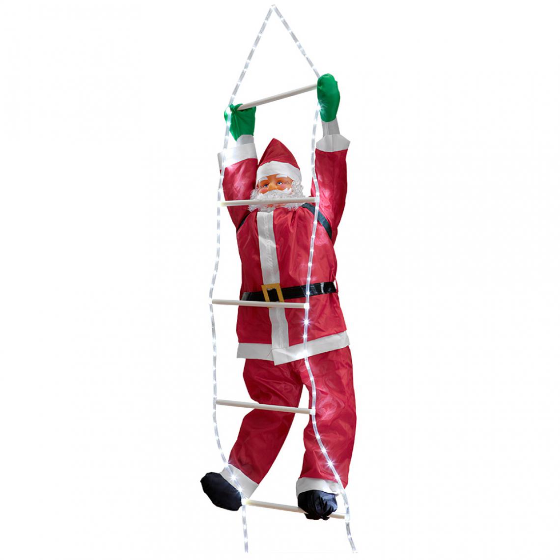 En.Casa - Saint Nicolas Père Noël sur échelle 250cm x 50cm x 20cm à LED [en.casa] - Décorations de Noël