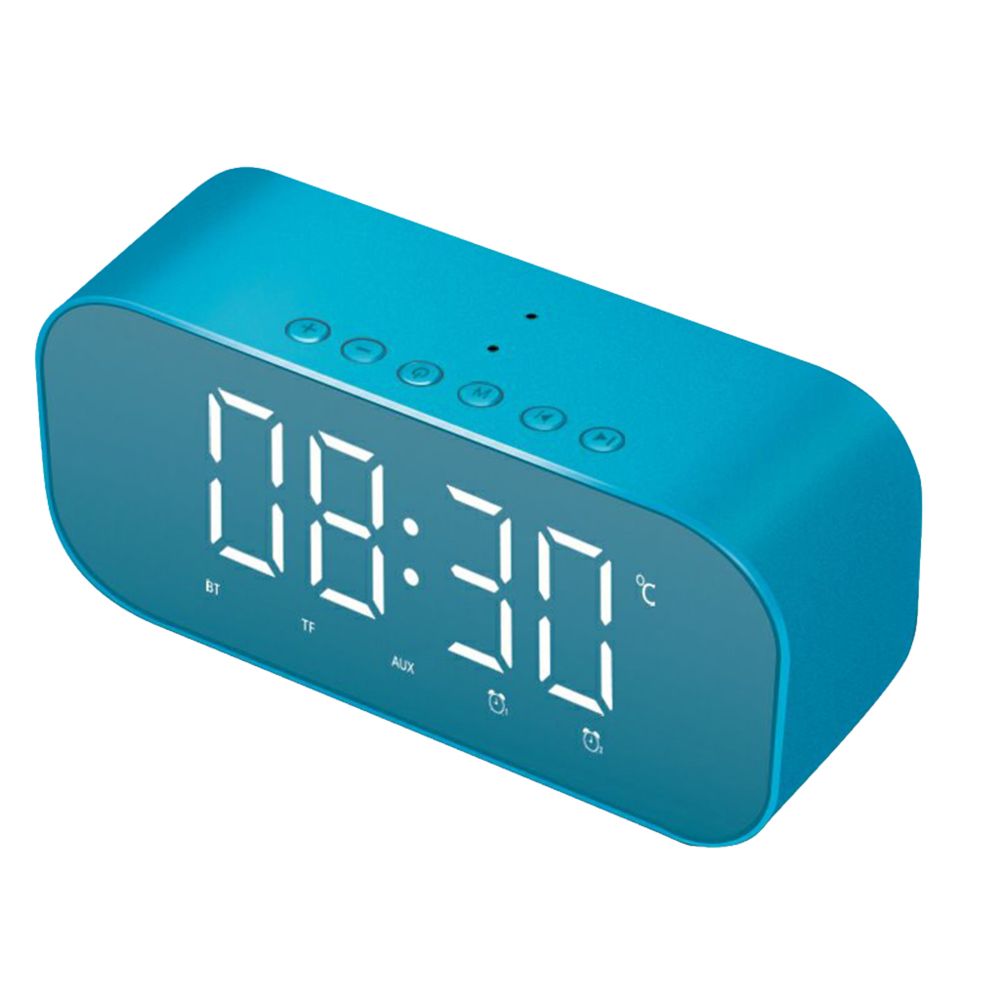 marque generique - réveil snooze numérique avec haut-parleur bluetooth tf / aux / port usb bleu - Réveil