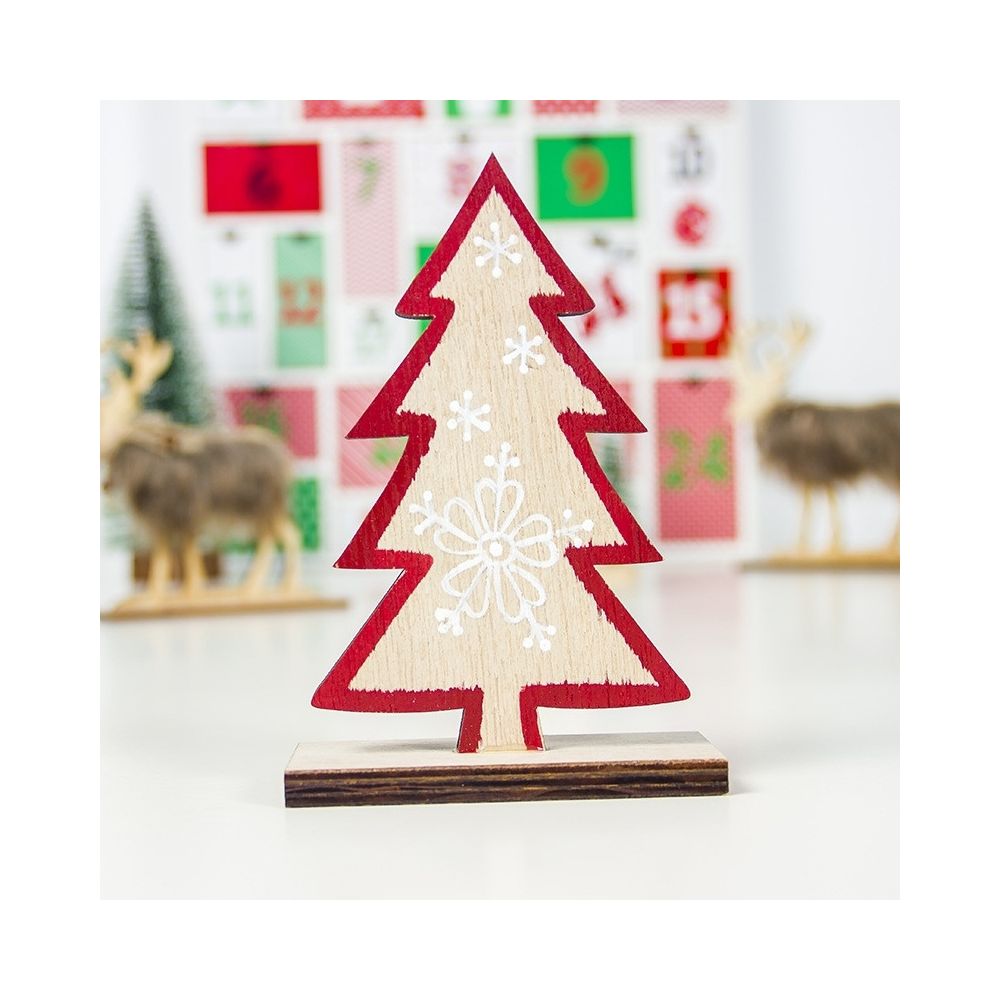 Wewoo - 2 PCS Noël créatif ornements d'arbre de en flocon de neige bois peint Beige - Décorations de Noël