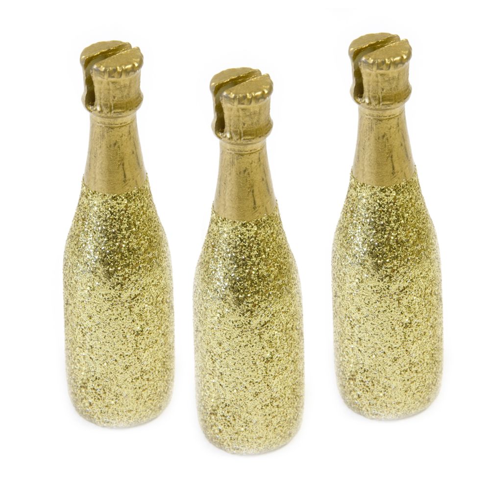 Visiodirect - Lot de 30 porte-noms forme bouteille de champagne - Doré - Objets déco