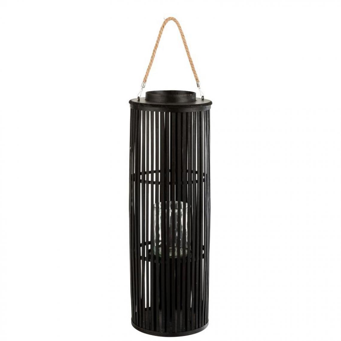 Paris Prix - Lanterne Déco en Bambou Tube 80cm Noir - Objets déco
