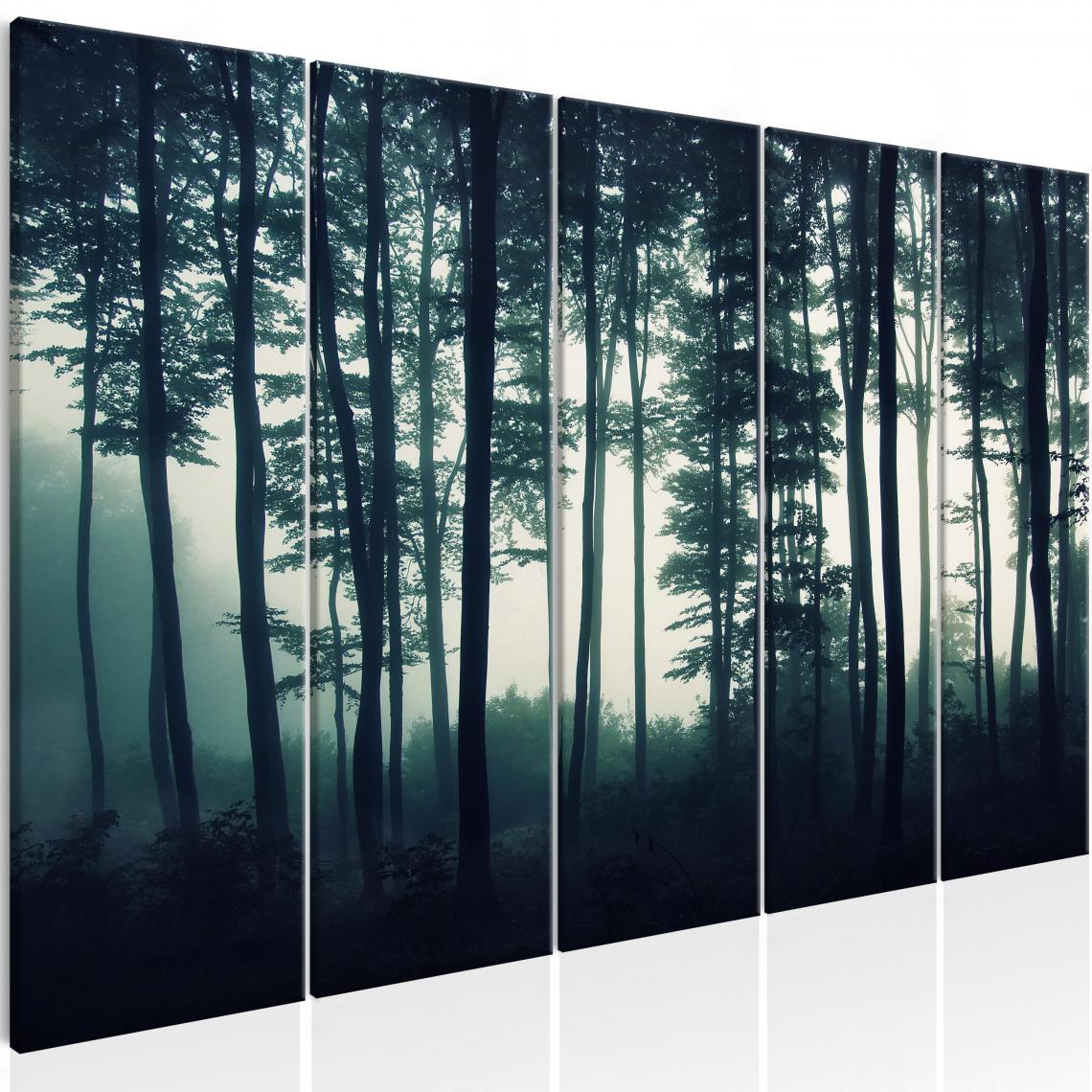 Decoshop26 - Tableau sur toile en 5 panneaux décoration murale image imprimée cadre en bois à suspendre Forêt sombre (5 parties) étroite 200x80 cm 11_0006449 - Tableaux, peintures