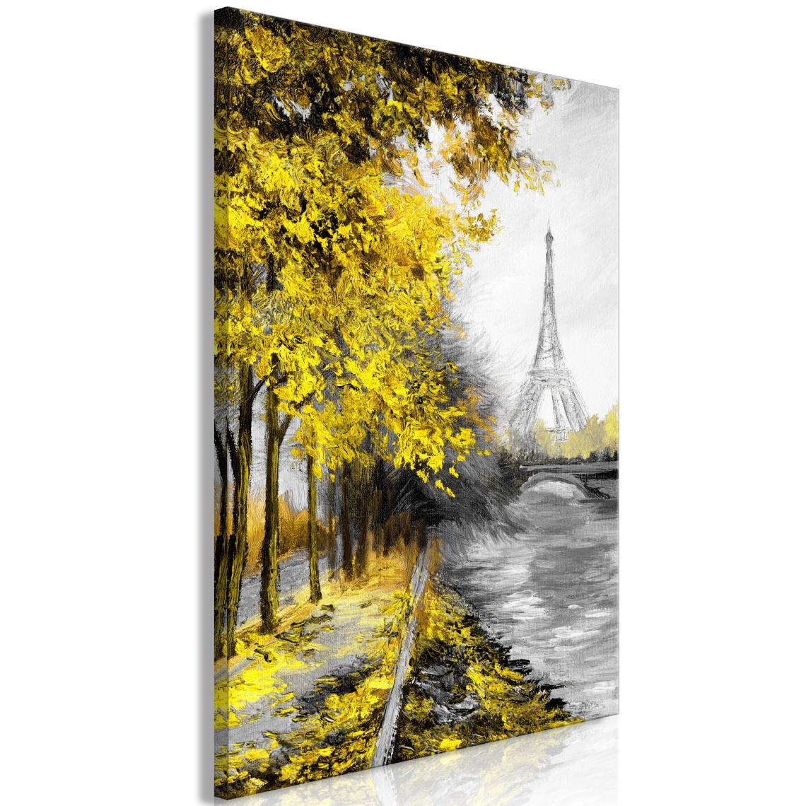 Decoshop26 - Tableau sur toile décoration murale image imprimée cadre en bois à suspendre Paris Canal (1 Partie) Vertical Jaune 40x60 cm 11_0008248 - Tableaux, peintures