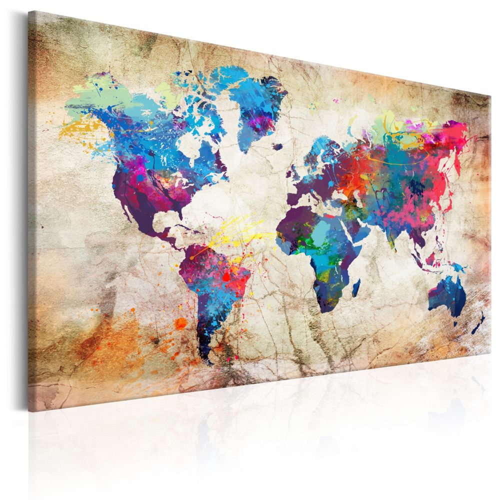 Bimago - Tableau - World Map: Urban Style - Décoration, image, art | Cartes du monde | - Tableaux, peintures