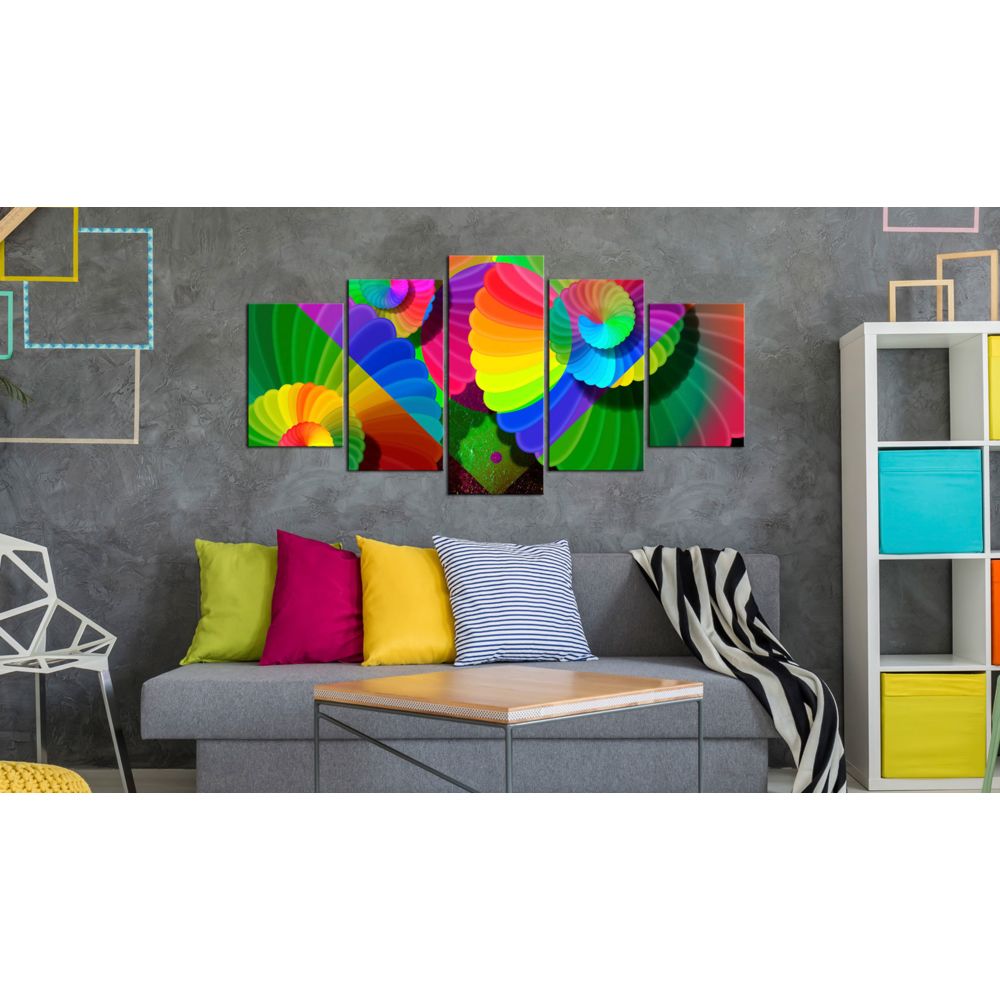 marque generique - 100x50 Tableau Multicolores Abstraction Chic Twisted Colours - Tableaux, peintures