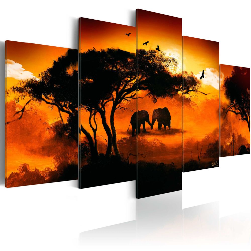 Bimago - Tableau | Amour africain | 100x50 | Tableau africain et ethnique | Animaux | - Tableaux, peintures