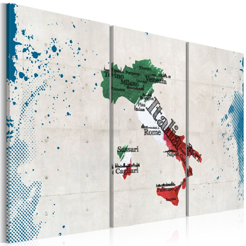Artgeist - Tableau - Carte de l'Italie - triptyque 120x80 - Tableaux, peintures