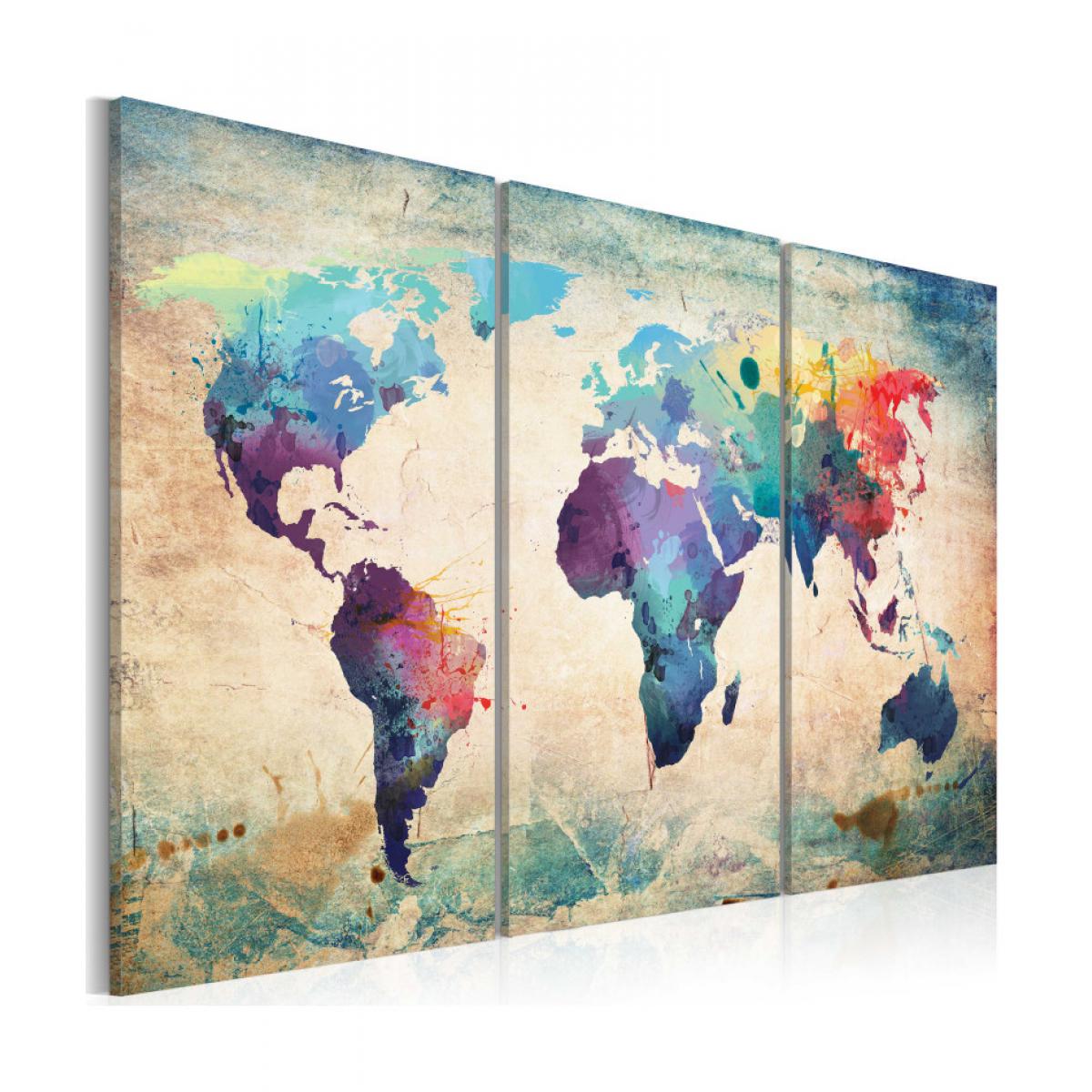 Artgeist - Tableau - Carte en couleurs de l'arc-en-ciel - triptyque 60x40 - Tableaux, peintures
