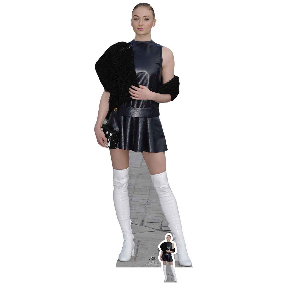 Star Cutouts - Figurine en carton taille reelle Sophie Turner Jupe courte noire et bottes blanches 178cm - Statues