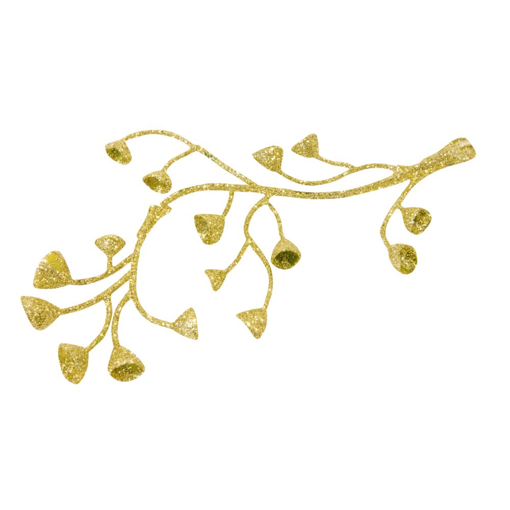 Visiodirect - Lot de 3 Branches fantaisies paillettées Doré - 13 x 5 cm - Objets déco